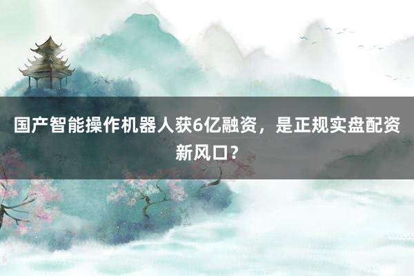 国产智能操作机器人获6亿融资，是正规实盘配资新风口？