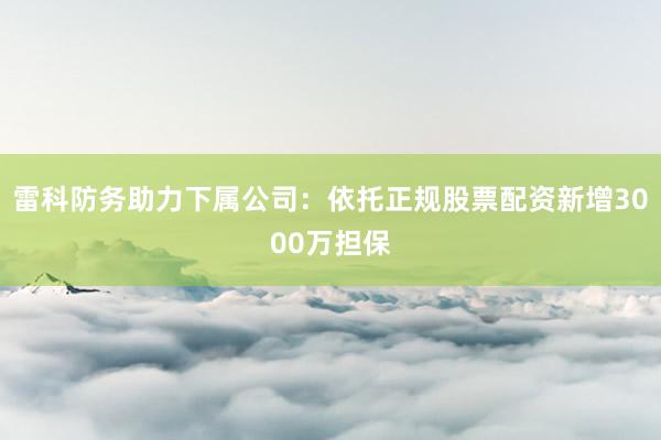 雷科防务助力下属公司：依托正规股票配资新增3000万担保