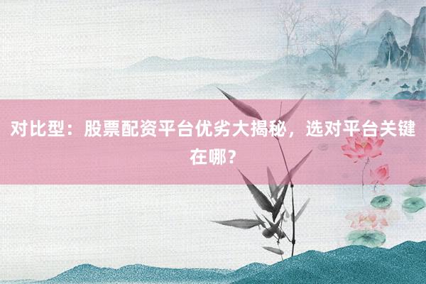 对比型：股票配资平台优劣大揭秘，选对平台关键在哪？