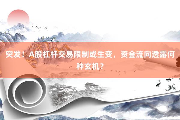 突发！A股杠杆交易限制或生变，资金流向透露何种玄机？